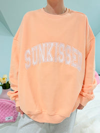 Sherbet Orange Varsity Embroider Sweatshirt