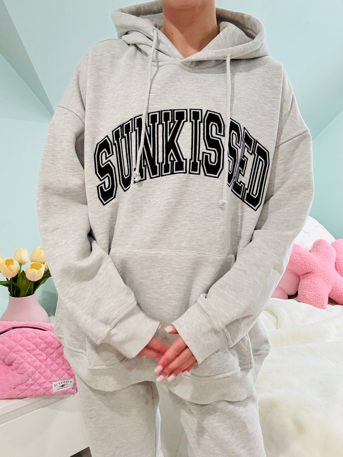 Afternoon Grey Sunkissed Varsity Embroider Hoodie