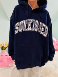 Navy Blue Sunkissed Varsity Embroider Hoodie