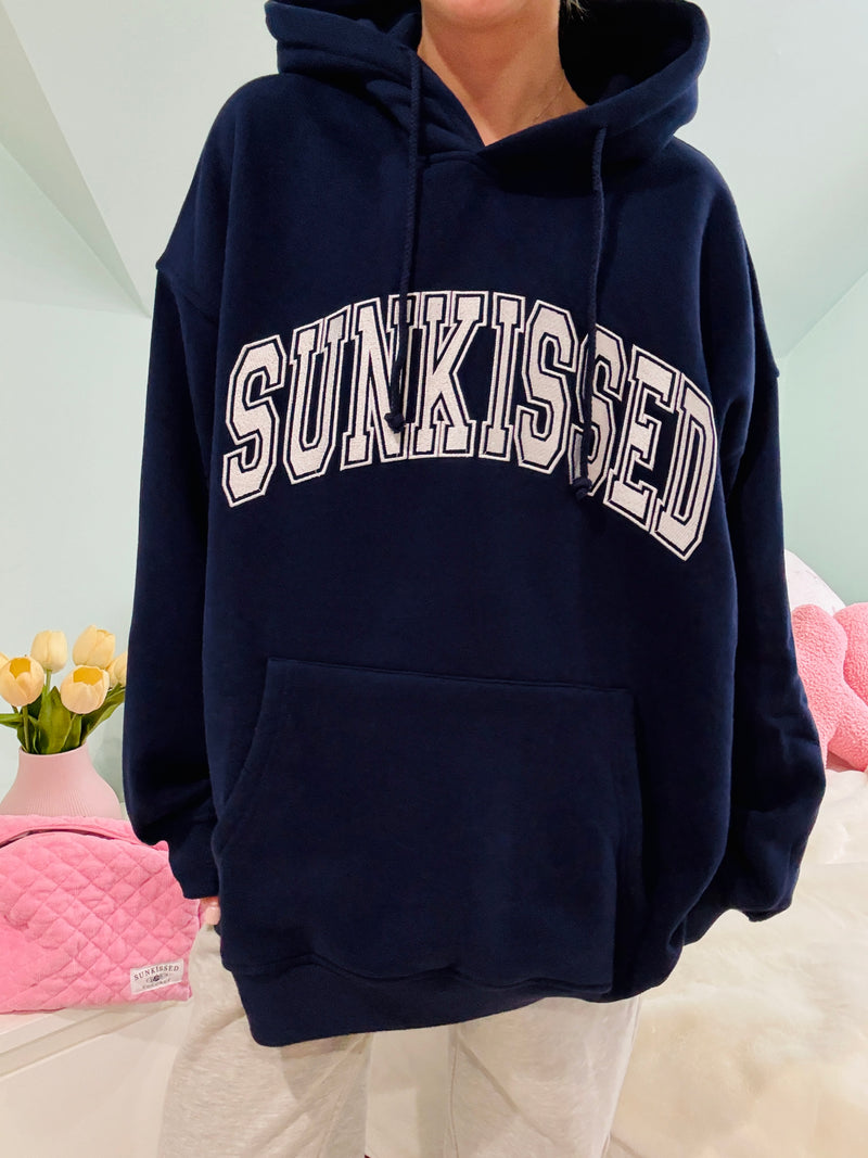 Navy Blue Sunkissed Varsity Embroider Hoodie