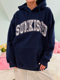 Navy Blue Sunkissed Varsity Embroider Hoodie