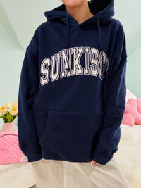 Navy Blue Sunkissed Varsity Embroider Hoodie