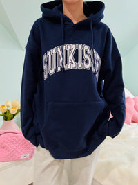 Navy Blue Sunkissed Varsity Embroider Hoodie