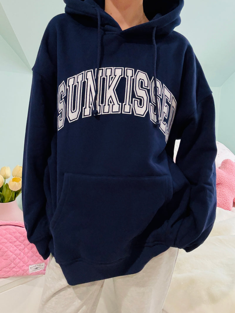 Navy Blue Sunkissed Varsity Embroider Hoodie
