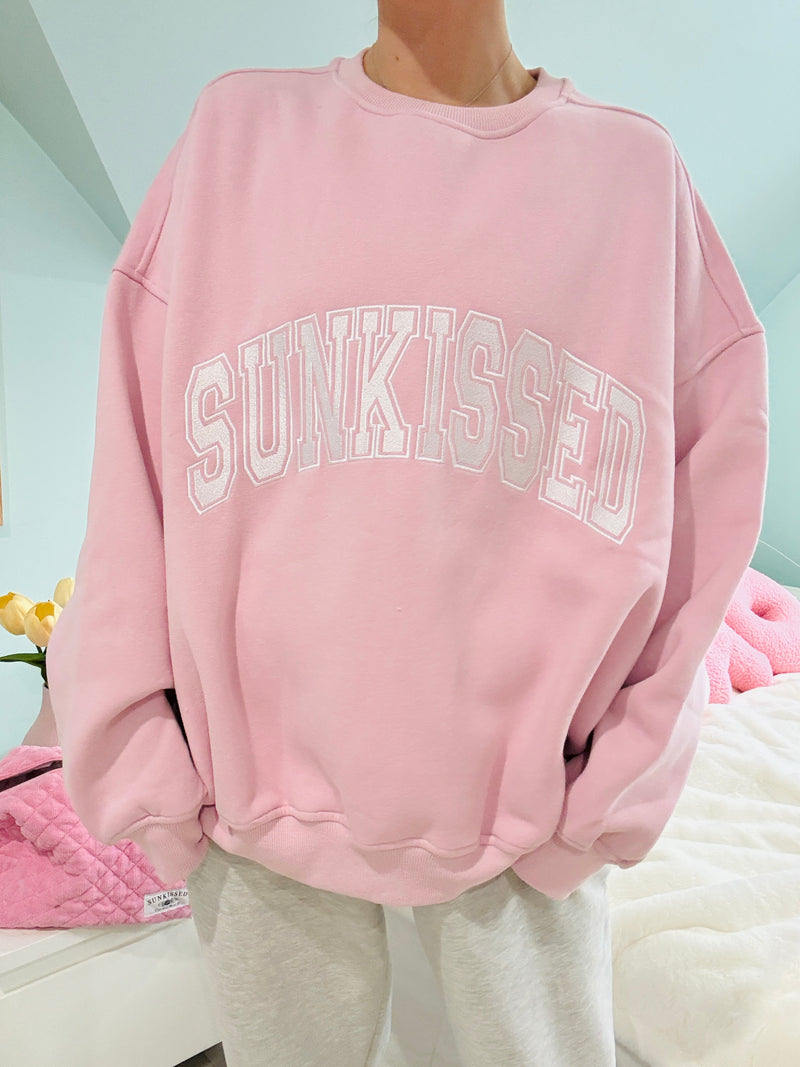 Mauve Mist Varsity Embroider Sweatshirt