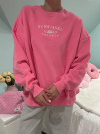 Hibiscus Pink Sunkissedcoconut Embroider Sweatshirt