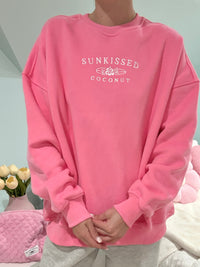 Hibiscus Pink Sunkissedcoconut Embroider Sweatshirt