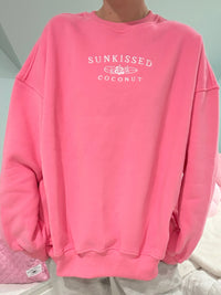 Hibiscus Pink Sunkissedcoconut Embroider Sweatshirt