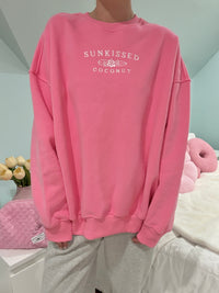 Hibiscus Pink Sunkissedcoconut Embroider Sweatshirt