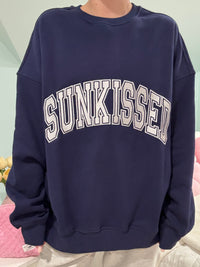 Navy Blue Varsity Embroider Sweatshirt