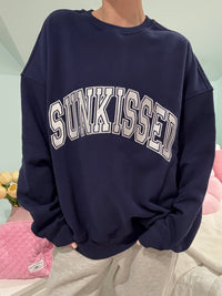 Navy Blue Varsity Embroider Sweatshirt