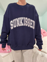 Navy Blue Varsity Embroider Sweatshirt