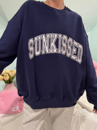 Navy Blue Varsity Embroider Sweatshirt