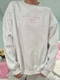 Pearl Grey and Pink Thread Sunkissedcoconut Embroider Sweatshirt