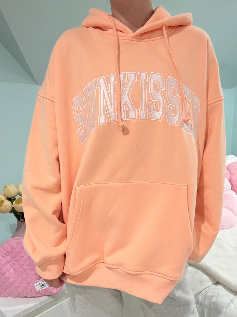 Sherbet Orange Varsity Embroider Hoodie