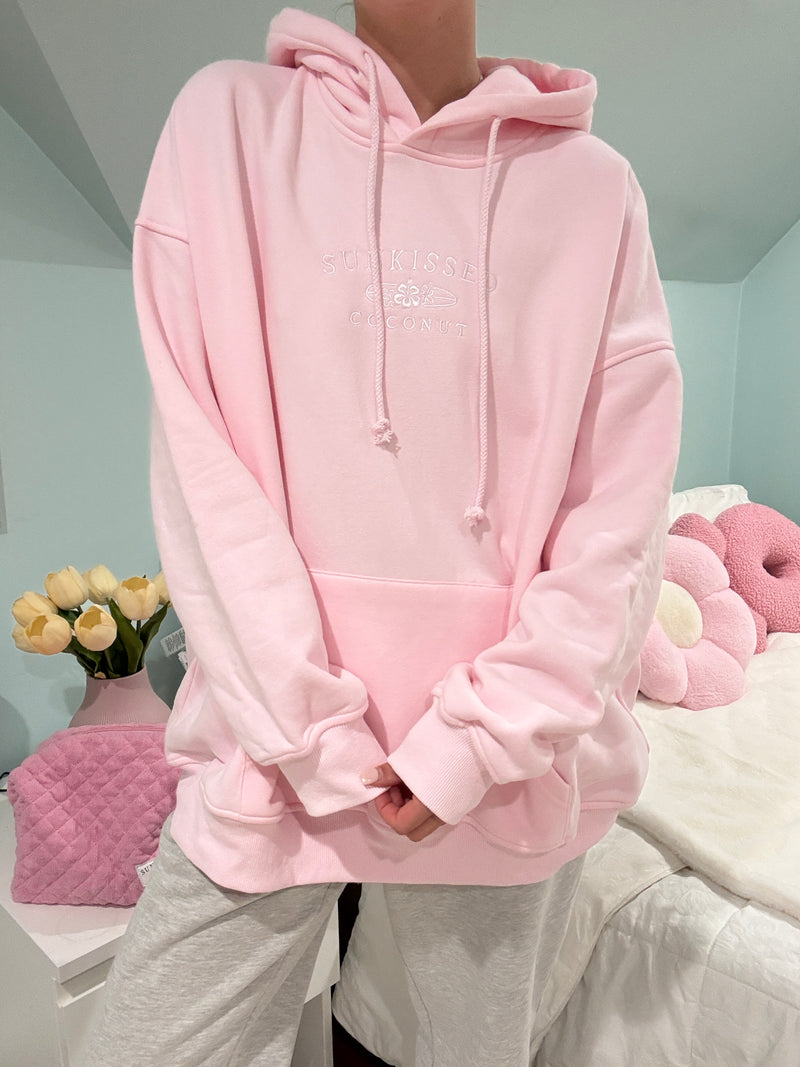 Light Pink Sunkissedcoconut Embroider Hoodie