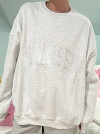 Pearl Grey and White Thread Sunkissed Varsity Embroider Sweatshirt