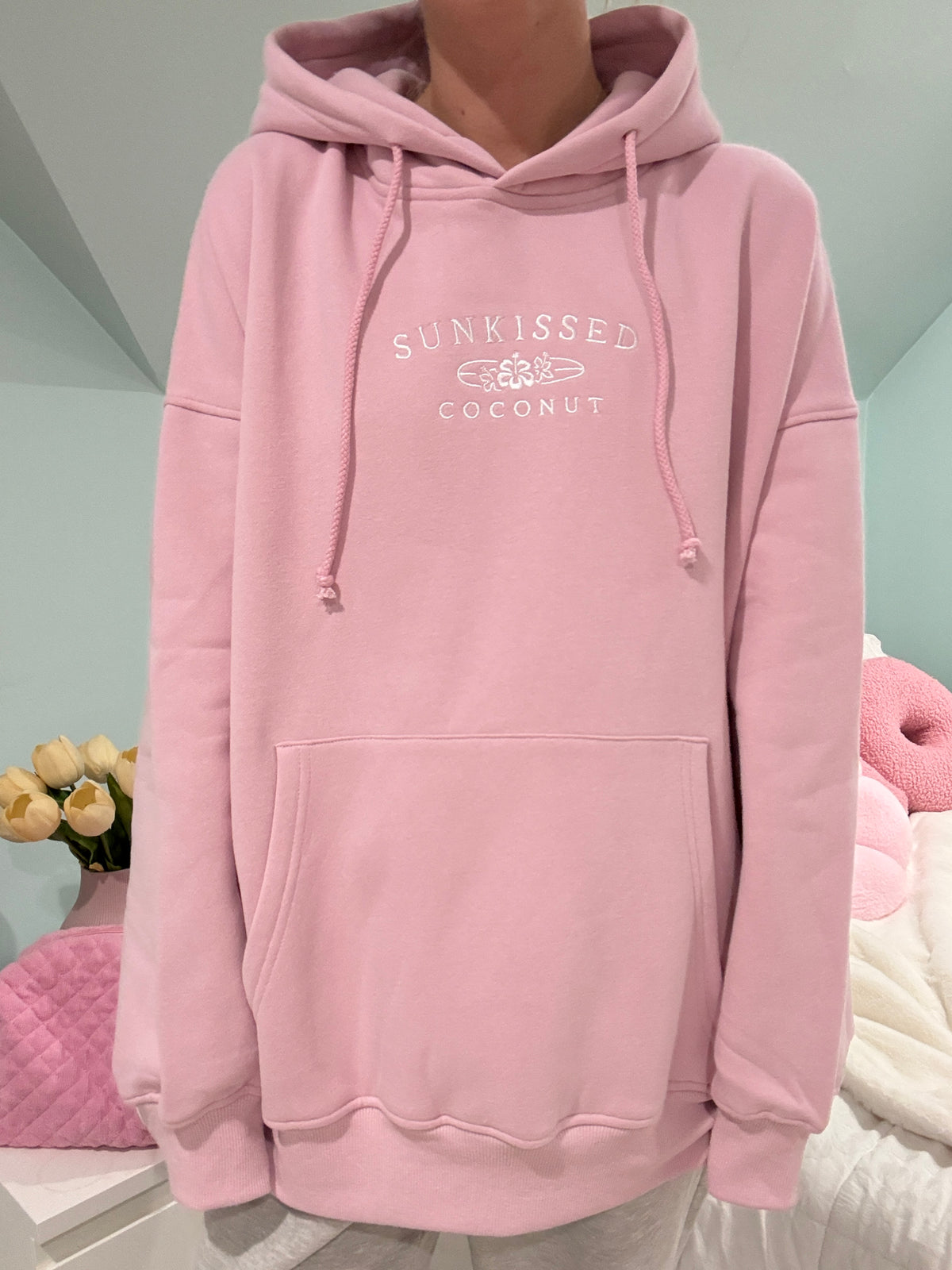 Mauve Mist Sunkissedcoconut Embroider Hoodie