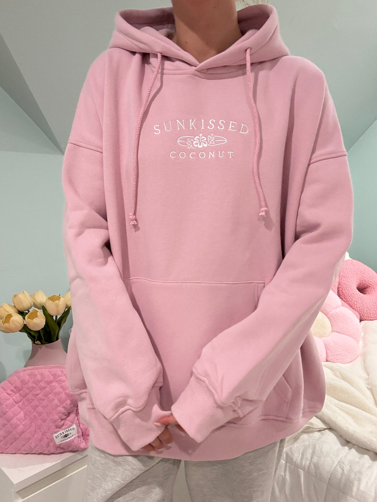 Mauve Mist Sunkissedcoconut Embroider Hoodie