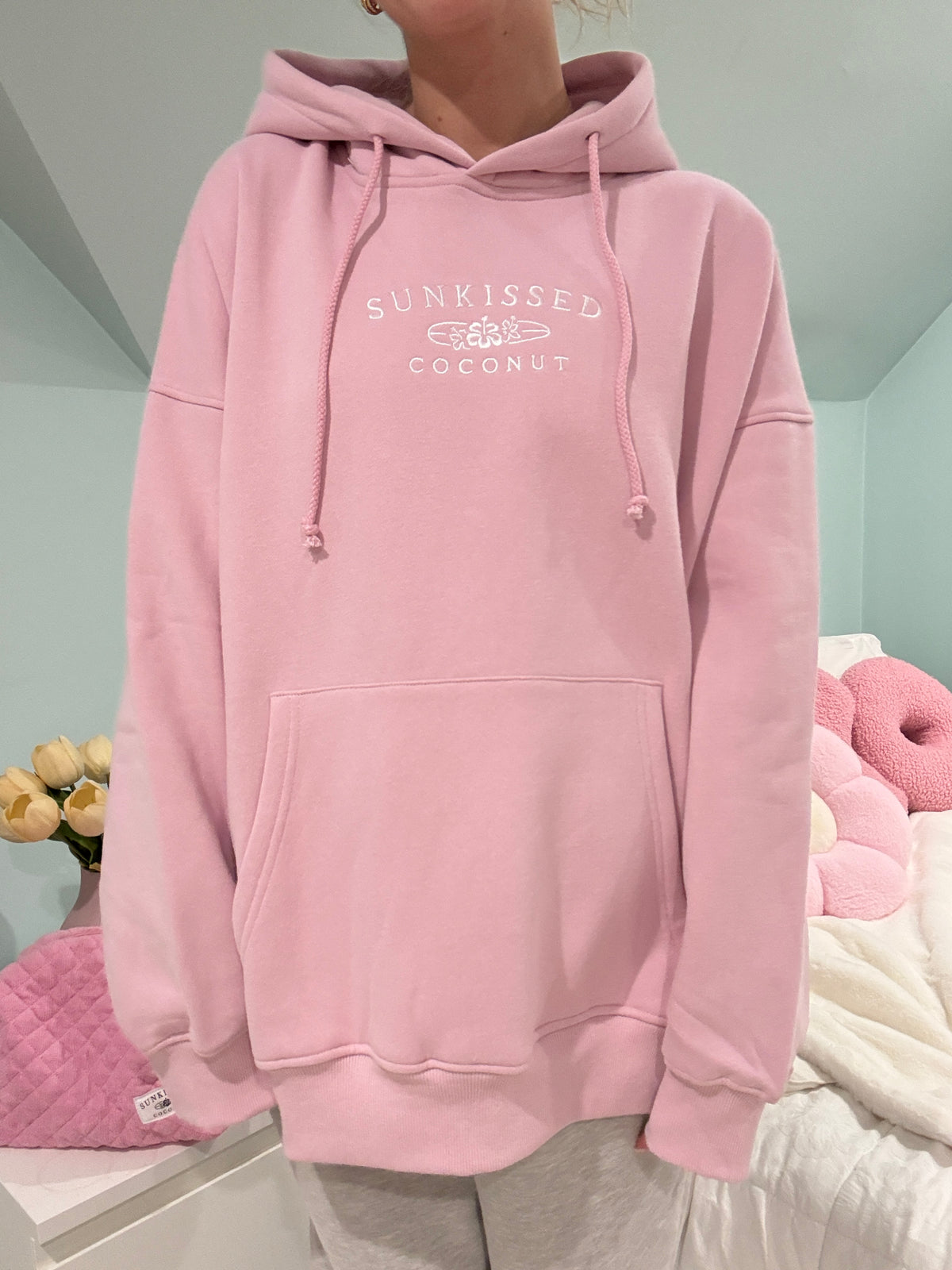 Mauve Mist Sunkissedcoconut Embroider Hoodie