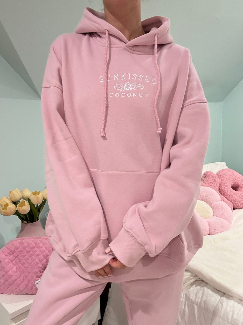 Mauve Mist Sunkissedcoconut Embroider Hoodie