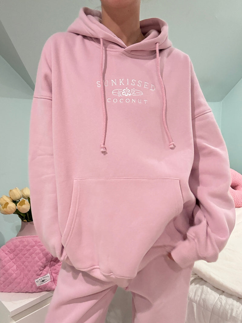Mauve Mist Sunkissedcoconut Embroider Hoodie