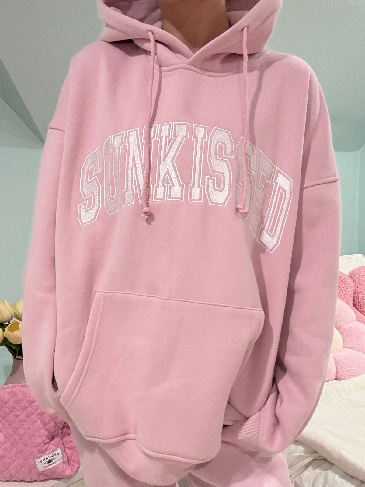 Mauve Mist Varsity Embroider Hoodie