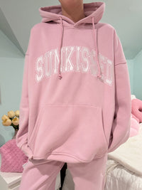 Mauve Mist Varsity Embroider Hoodie