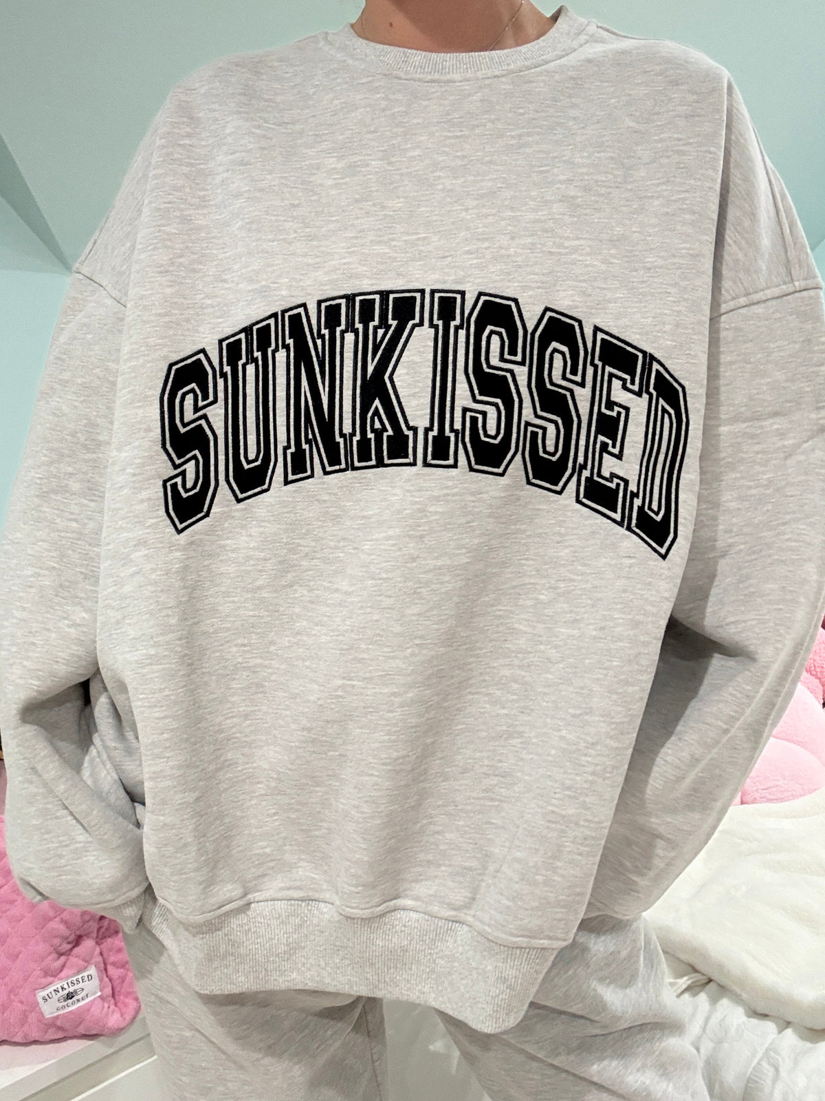 Afternoon Grey Sunkissed Varsity Embroider Sweatshirt