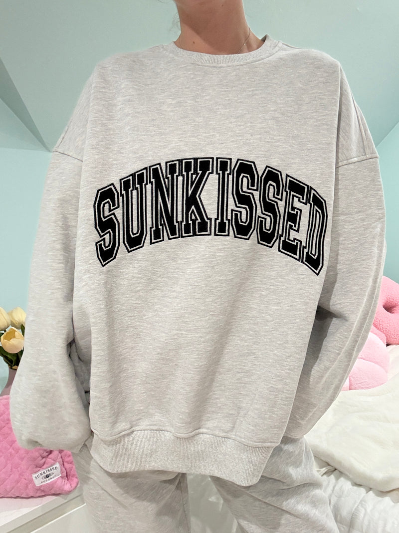Afternoon Grey Sunkissed Varsity Embroider Sweatshirt