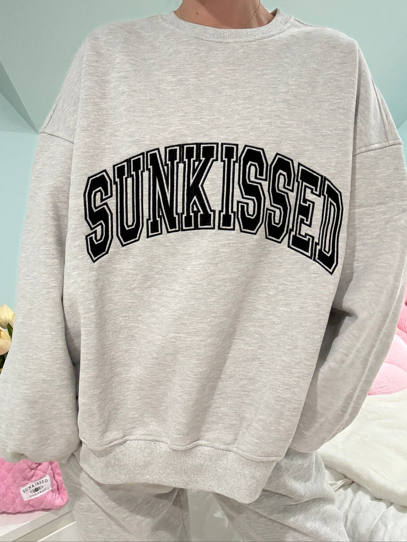 Afternoon Grey Sunkissed Varsity Embroider Sweatshirt