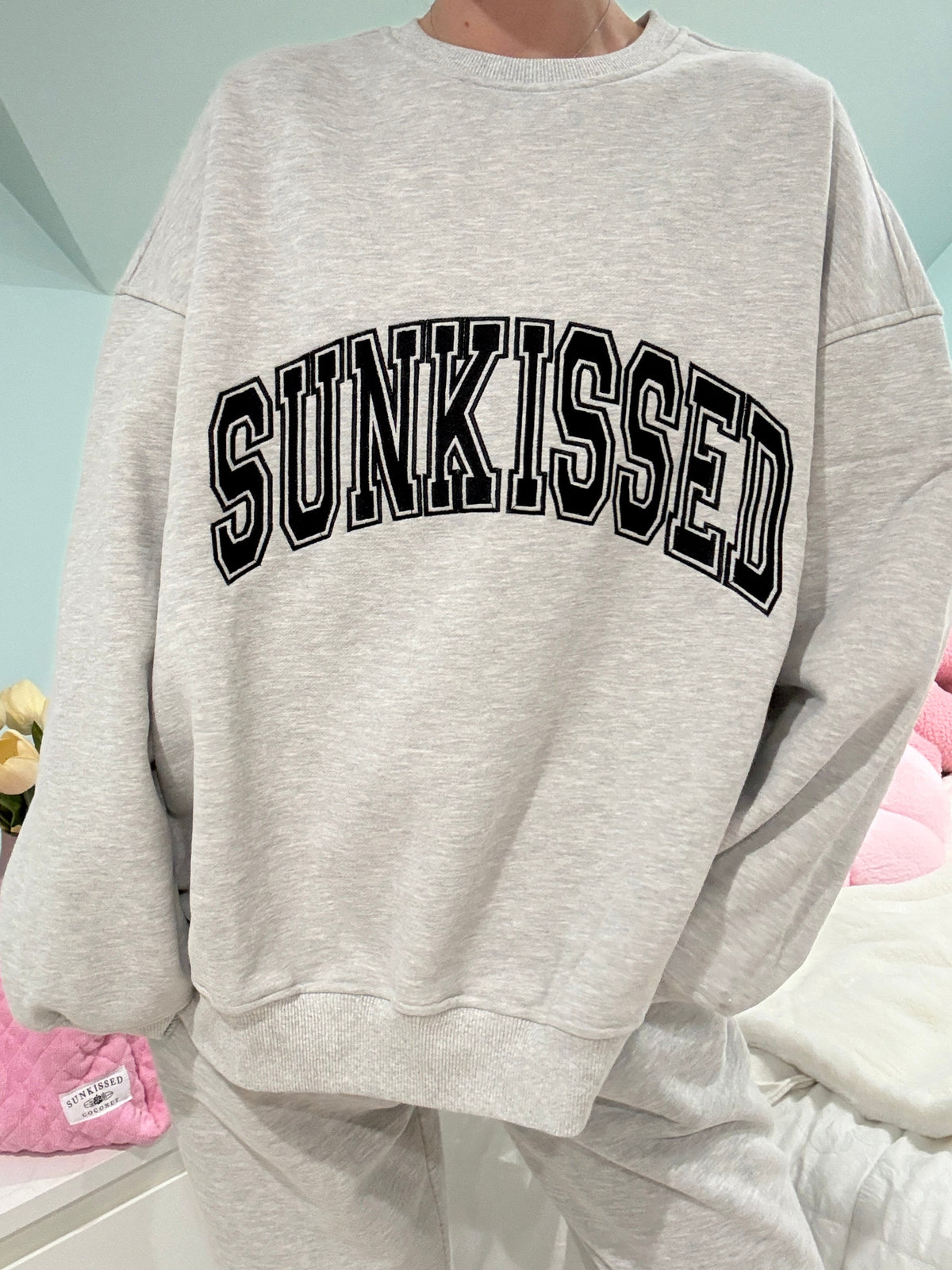 Afternoon Grey Sunkissed Varsity Embroider Sweatshirt