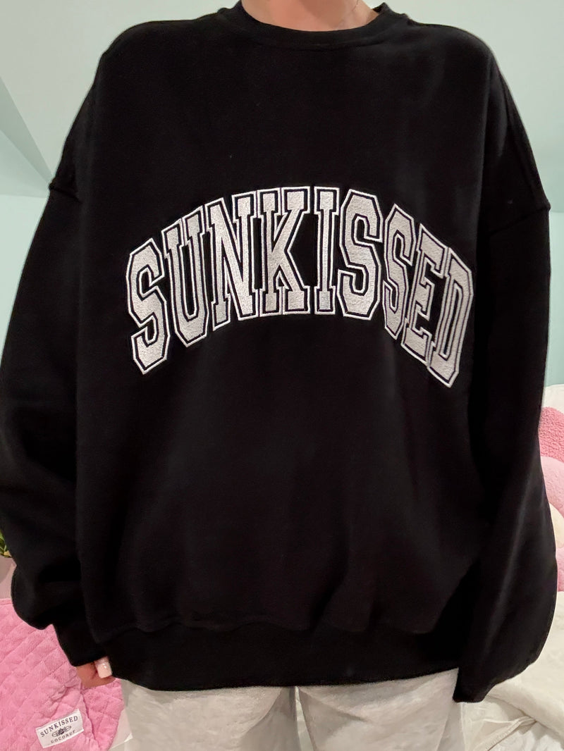 Black Sunkissed Varsity Embroider Sweatshirt
