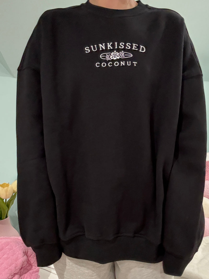 Black Sunkissedcoconut Embroider Sweatshirt