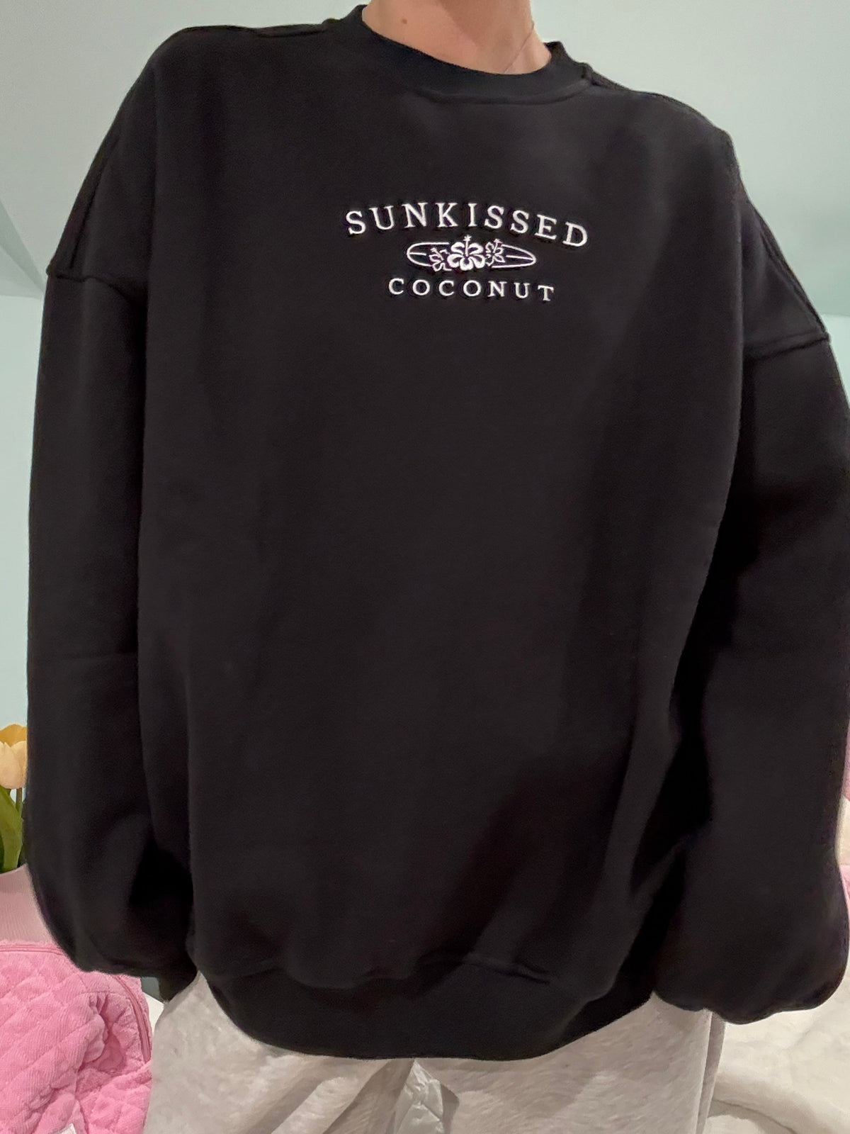 Black Sunkissedcoconut Embroider Sweatshirt