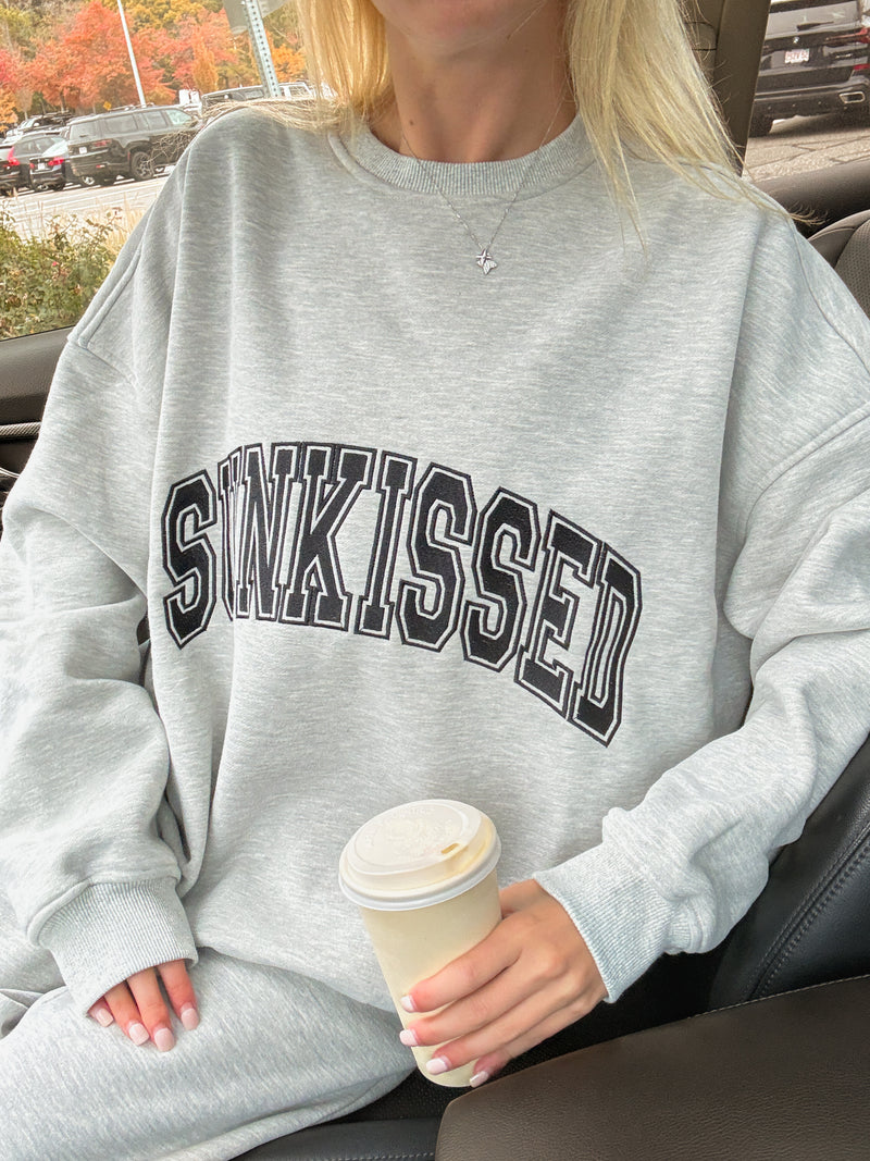 Afternoon Grey Sunkissed Varsity Embroider Sweatshirt