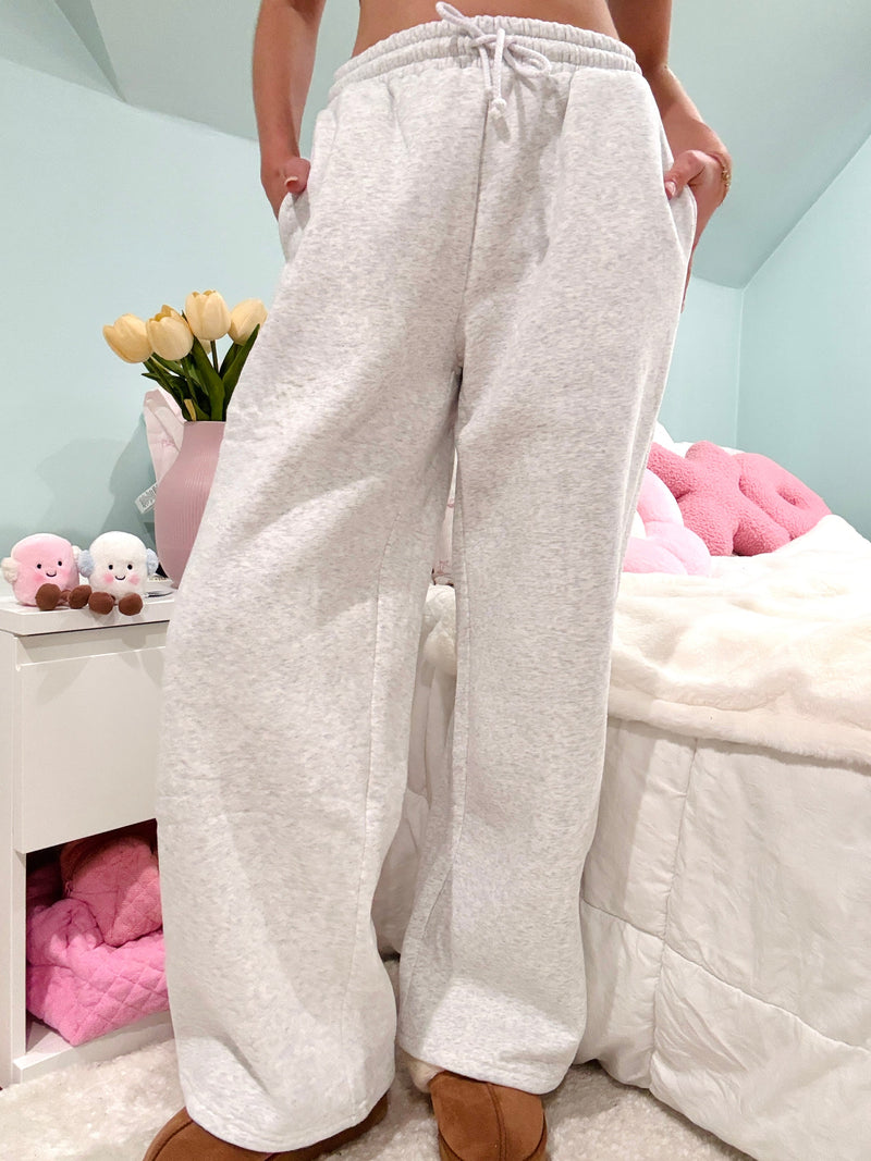 Pearl Grey Basic Blank Flare Sweatpants