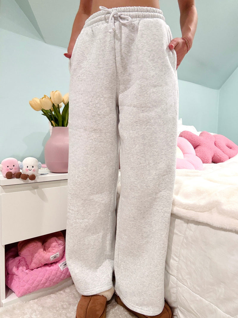 Pearl Grey Basic Blank Flare Sweatpants