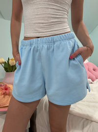 Berry Blue Embroidered Sweat Shorts 100% Cotton