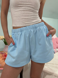 Berry Blue Embroidered Sweat Shorts 100% Cotton