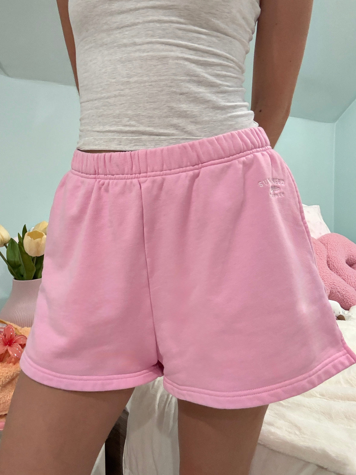 Sunkissedcoconut Embroidered Sweat Shorts 100% Cotton