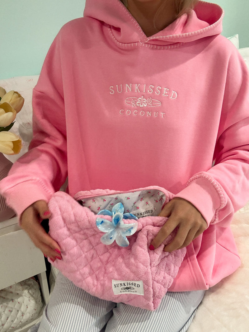 Cotton Candy Stitched Sunkissedcoconut Hoodie 100% Cotton