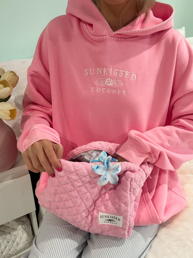 Cotton Candy Stitched Sunkissedcoconut Hoodie 100% Cotton
