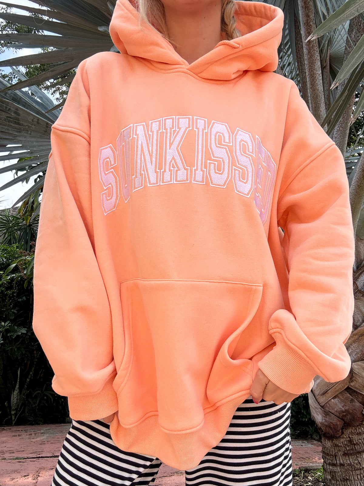 Sherbet Orange Varsity Embroider Hoodie