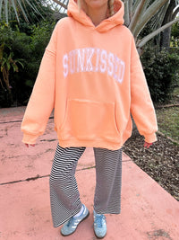 Sherbet Orange Varsity Embroider Hoodie
