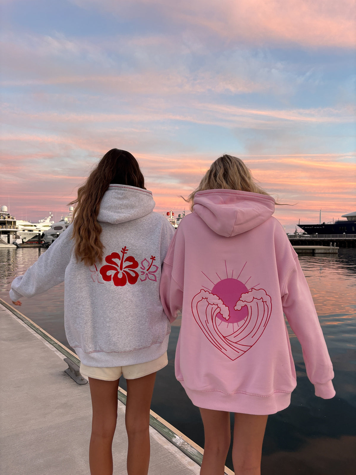 Bubblegum Pink Ocean Heart Stitched Hoodie