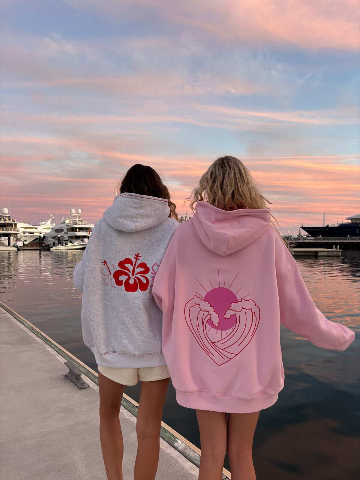 Bubblegum Pink Ocean Heart Stitched Hoodie