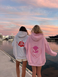 Bubblegum Pink Ocean Heart Stitched Hoodie
