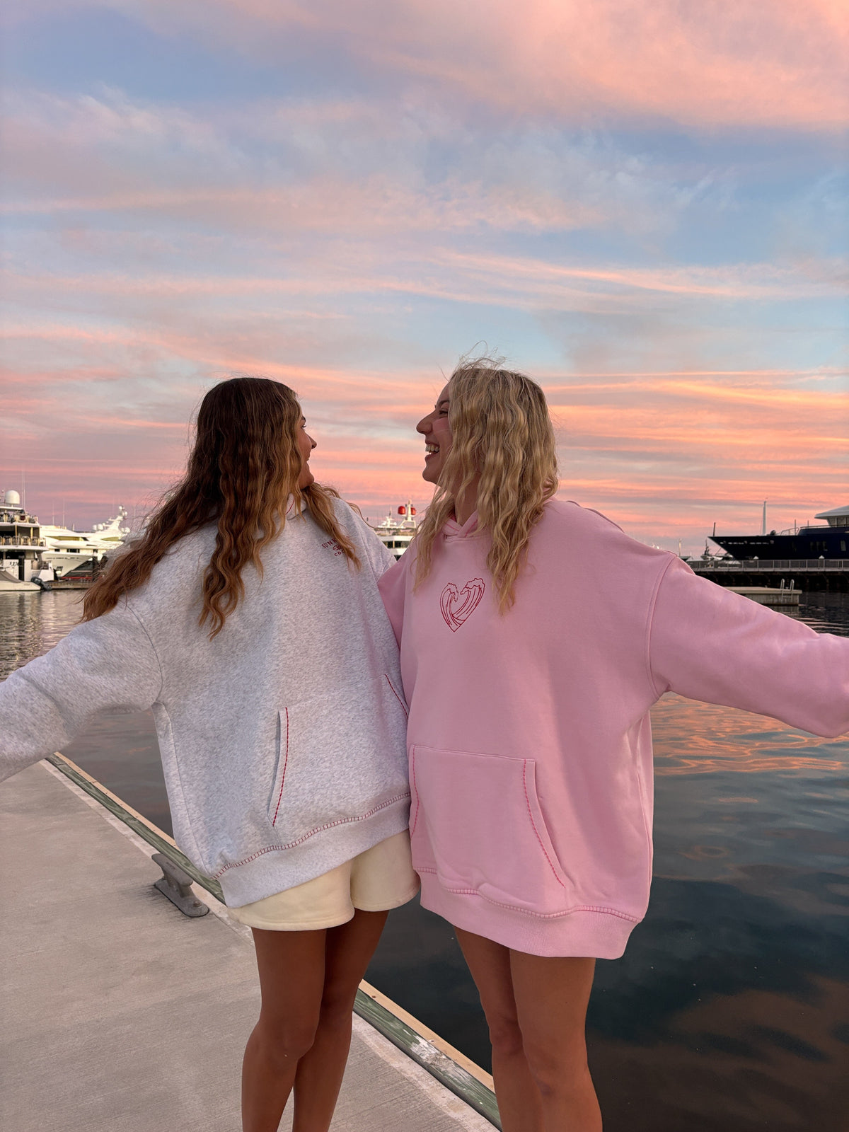 Bubblegum Pink Ocean Heart Stitched Hoodie