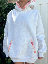 Pearl Grey Gemma Patchwork Quilted Hoodie